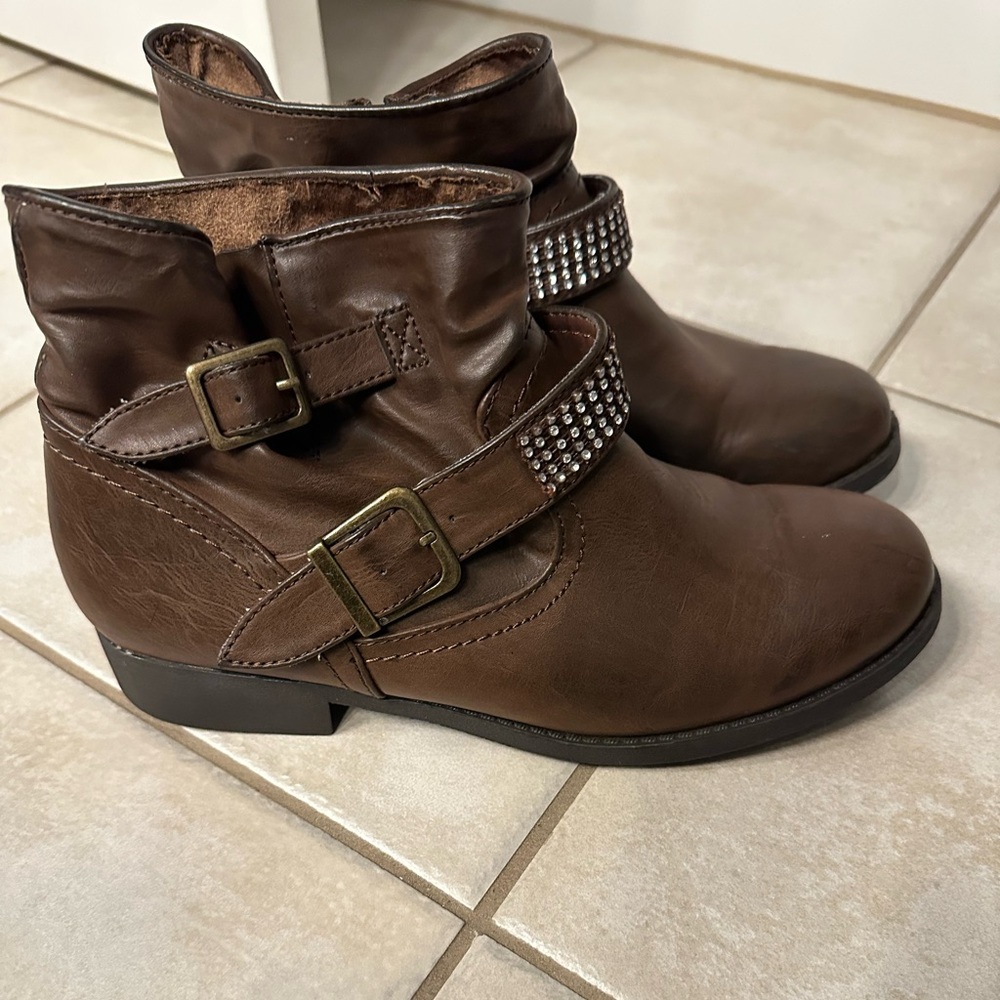 SO Brown Ankle Boots with Studded Strap